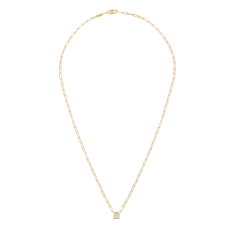 18K Yellow Gold Le Cube Diamant Large Cube Pendant Necklace