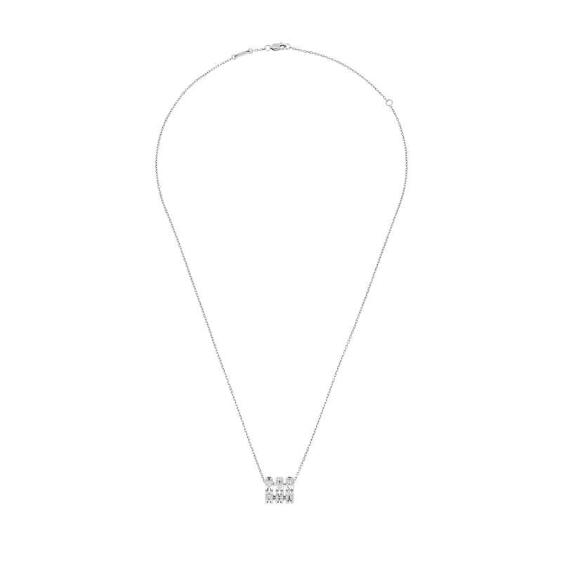 18K White Gold Rhodium Plated Pulse Pendant Necklace