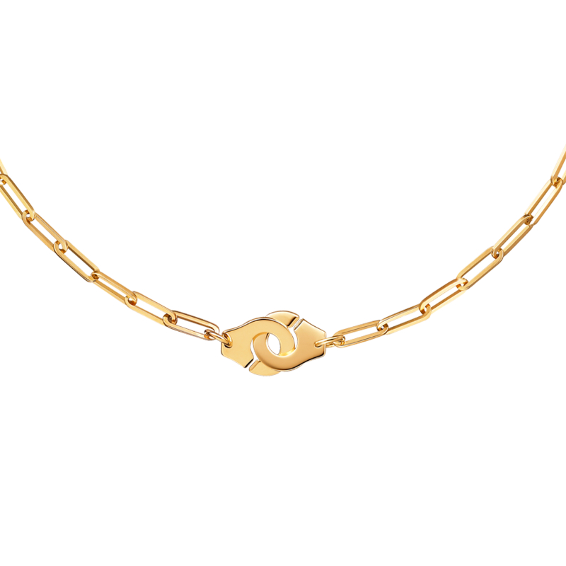 18K Yellow Gold Menottes R12 Interlocking Chain Necklace