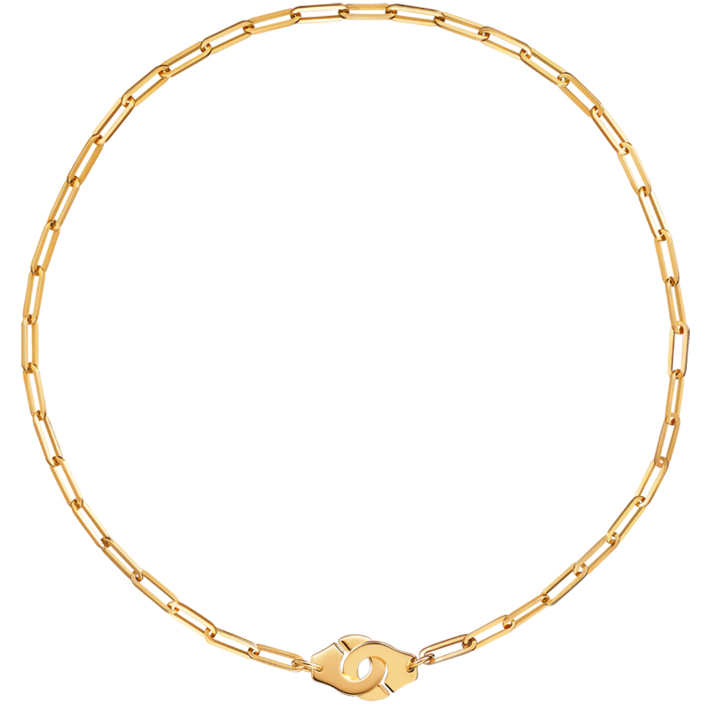 18K Yellow Gold Menottes R12 Interlocking Chain Necklace