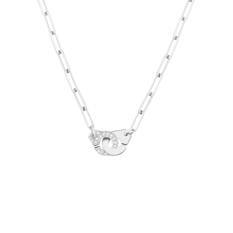 18K White Gold Rhodium Plated Menottes R12 Interlocking Chain Necklace