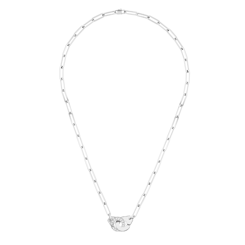 18K White Gold Rhodium Plated Menottes R12 Interlocking Chain Necklace