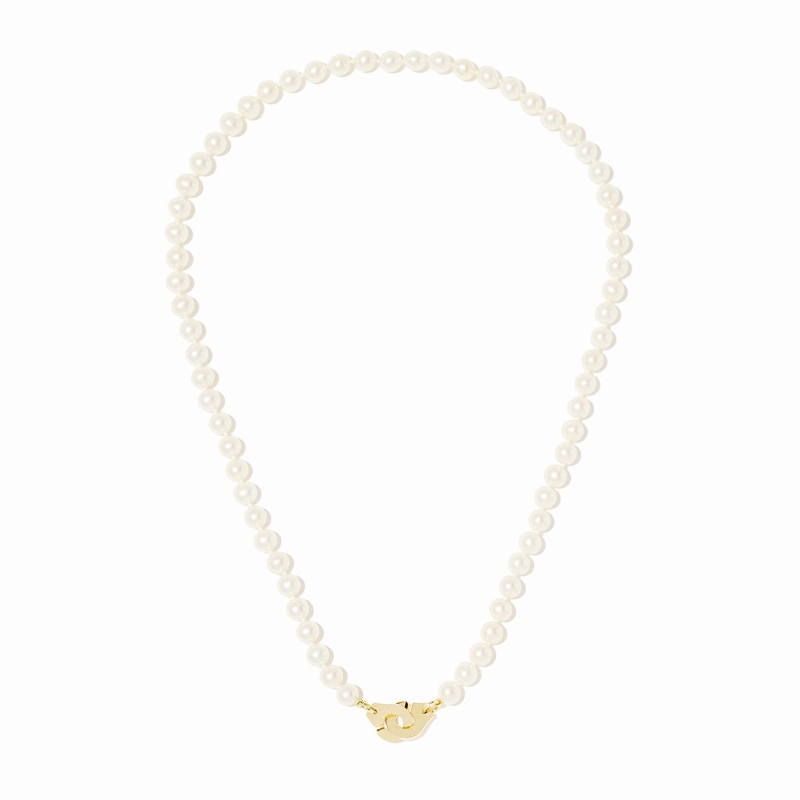 18K Yellow Gold Menottes R10 Pearl Necklace