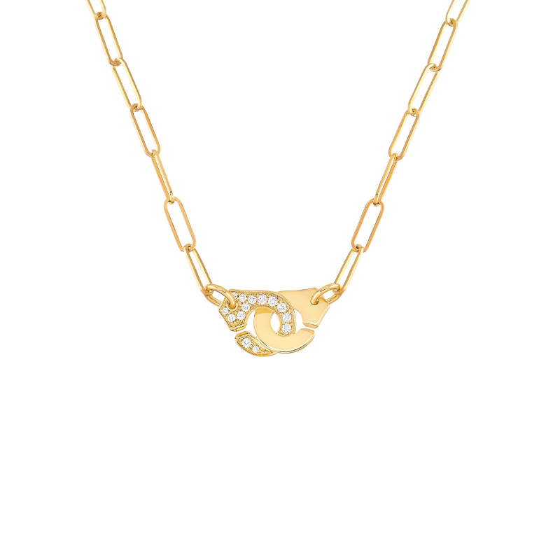 18K Yellow Gold Menottes R10 Interlock Pendant Necklace