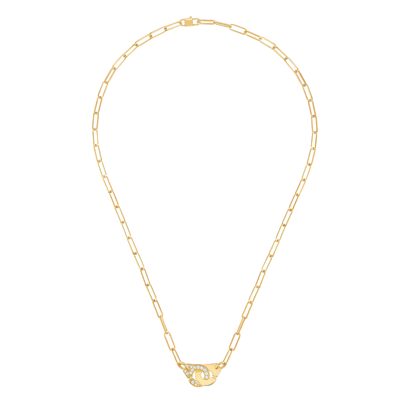 18K Yellow Gold Menottes R10 Interlock Pendant Necklace