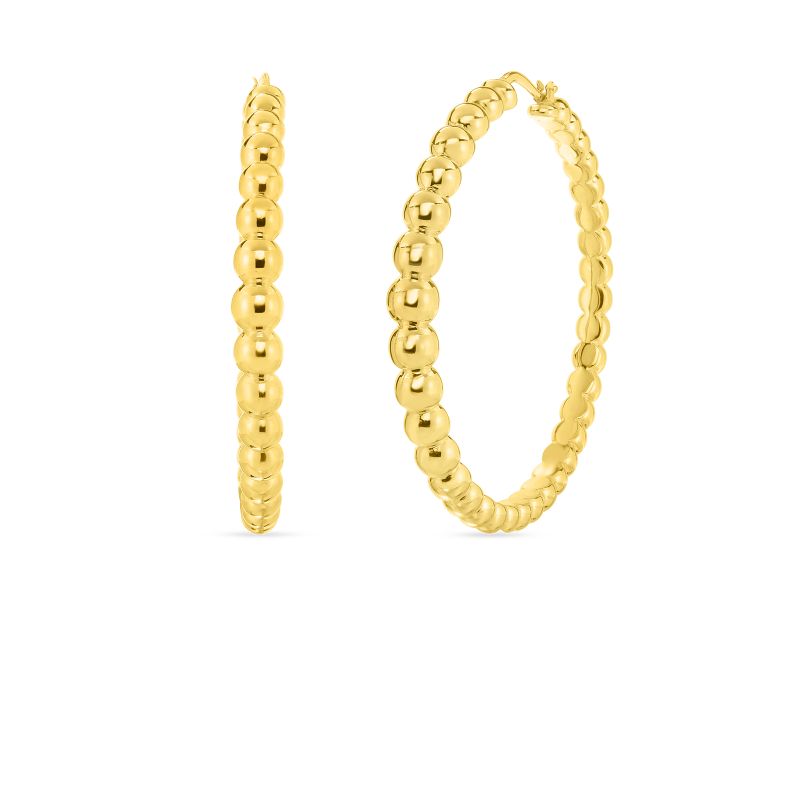 Roberto Coin 18K Yellow Gold Designer Gold Classice Bead Hoop Earrings