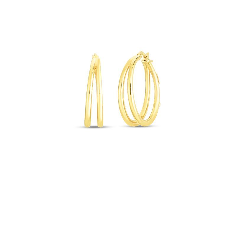 Roberto Coin 18K Y Graduated 30Mm Thin Double Hoop Earring