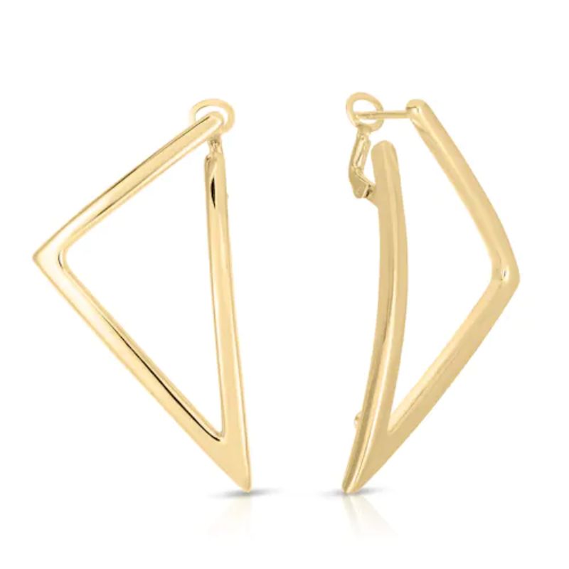 Roberto Coin 18 Karat Yellow Gold Classic Oro Geometric Hoops