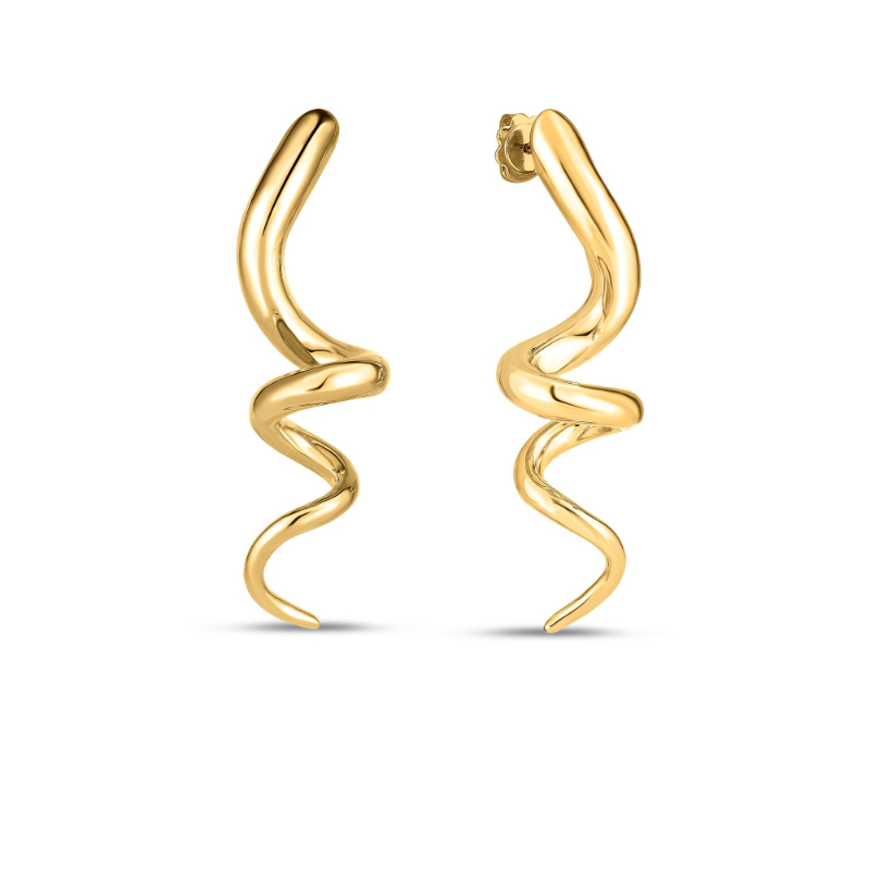 Roberto Coin Perfect Gold Hoops Spiral Pin Earrings