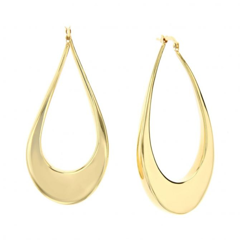 Roberto Coin 18K Yellow Gold Perfect Gold Hoops Graduated Curved Oval Hoop Earrings