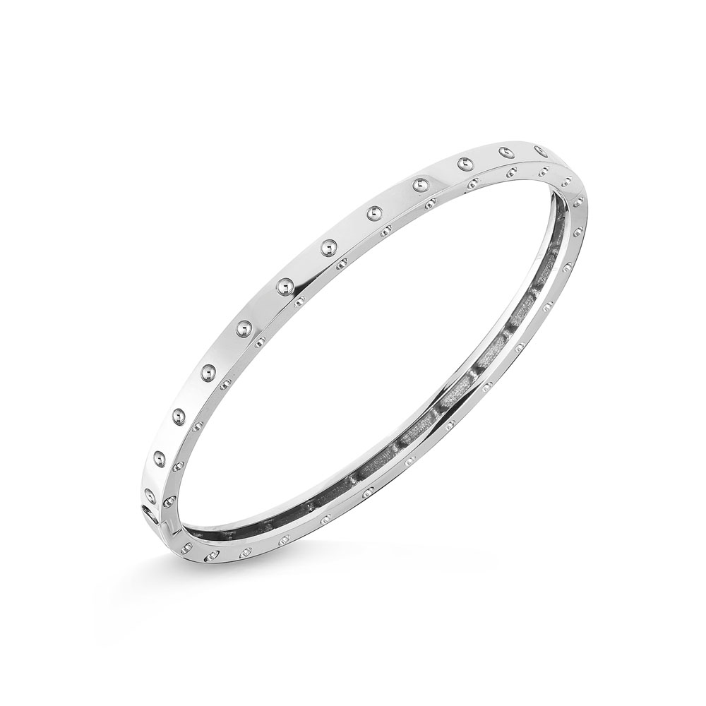 Roberto Coin 18 Karat White Gold Symphony Pois Moi Oval Bangle