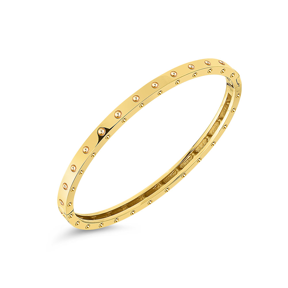 Audrey 14k Yellow Gold Bangle Bracelet in White Diamonds