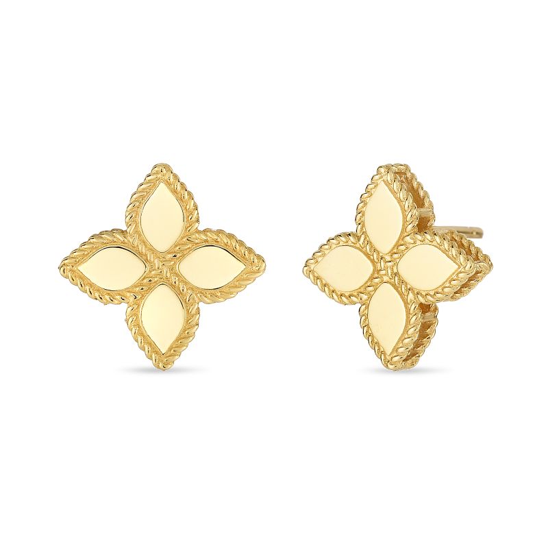Roberto Coin 18 Karat Yellow Gold Princess Flower Medium Stud Earrings