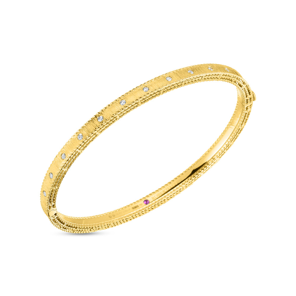 Roberto Coin 18 Karat Yellow Gold Princess Bangle With Diamonds