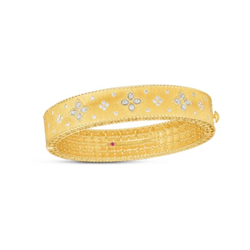 Roberto Coin 18K Yellow Gold Venetian Princess Satin Diamond Bangle