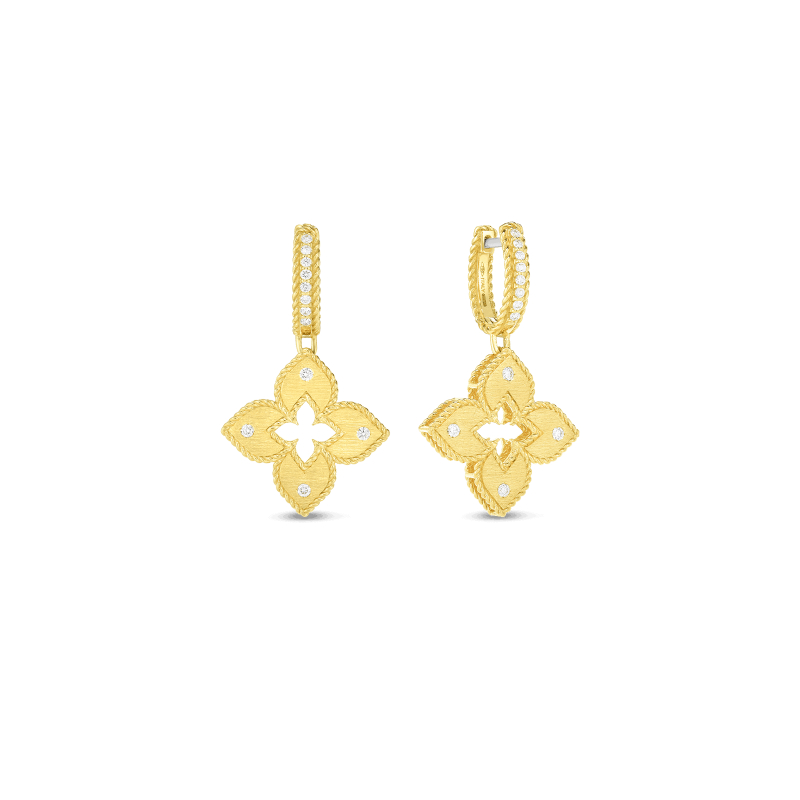 Roberto Coin  Yellow Gold Diamond Petite Venetian Princess Drop Earrings