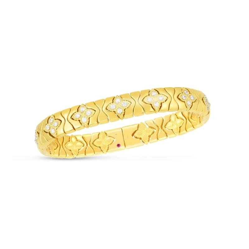 Roberto Coin 18K Royal Princess Flower Narrow Bracelet W. Diamonds