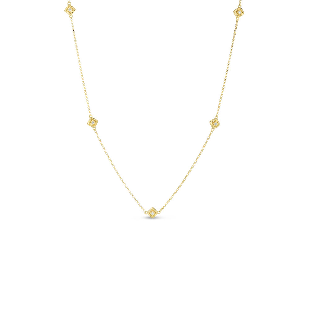 Roberto Coin Roberto Coin: 18 Karat Yellow Gold Palazzo Ducale 5 Station Necklace With 5=0.06Tw Round Diamonds
Length: 16-18Adjustable
