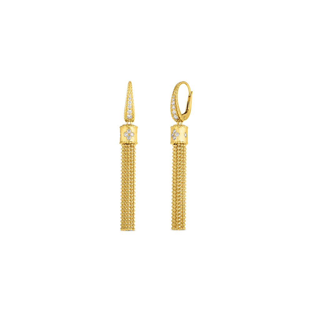 Roberto Coin 18 Karat Yellow Gold Princess Diamond Tassel Earrings