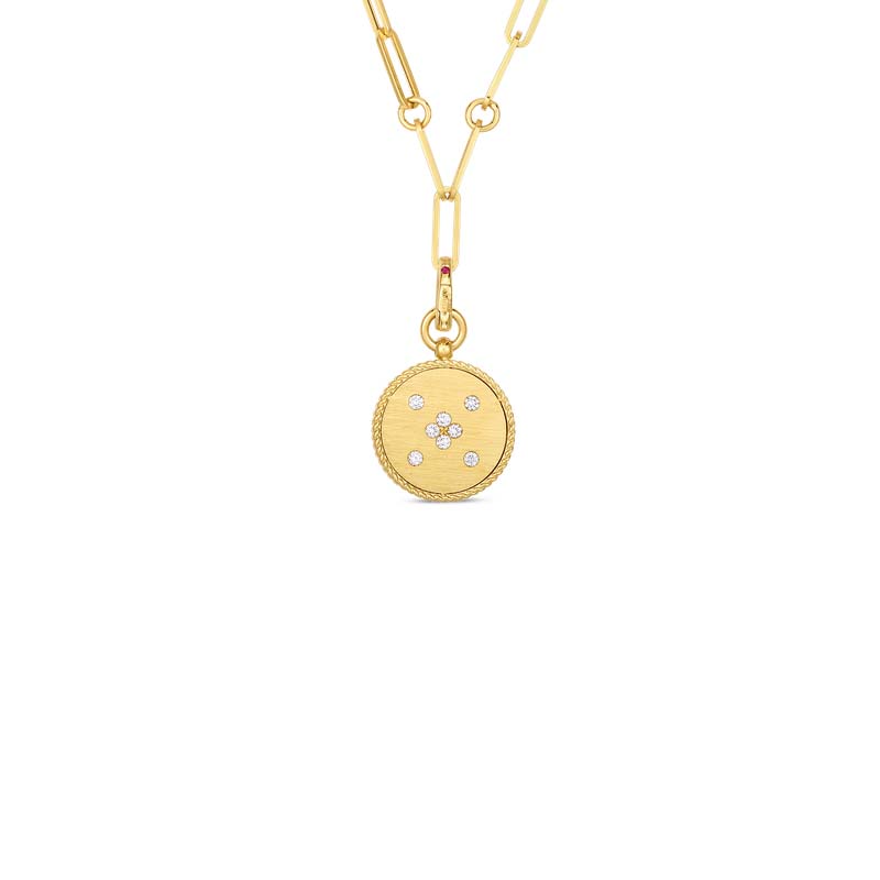 Roberto Coin 18 Karat Yellow Gold Venetian Princess Satin Finish Small Medallion Necklace