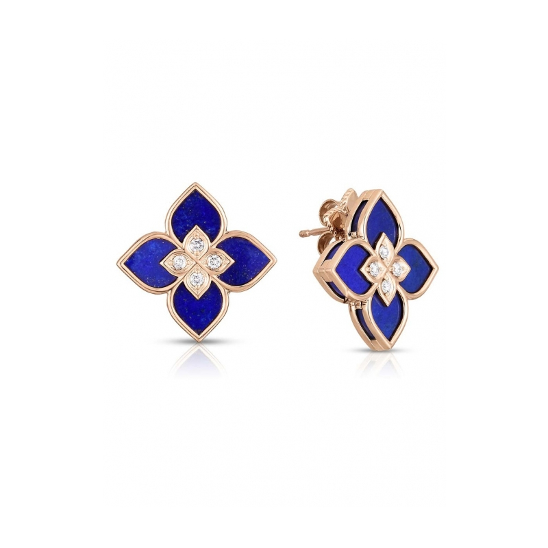Roberto Coin 18K Rose Gold Venetian Princess Lapis And Diamond Earrings