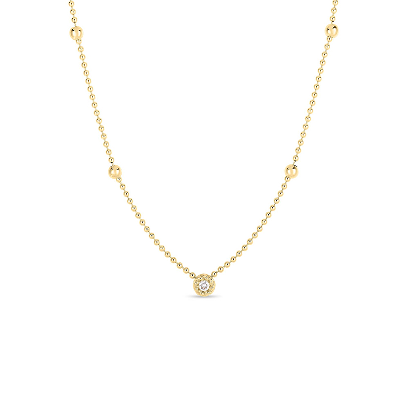 Roberto Coin 18K Yellow Gold Diamond Alternating Bead Chain Necklace