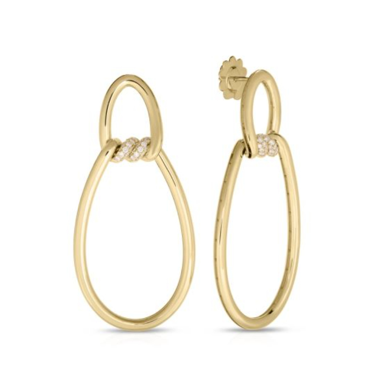 Roberto Coin 18K Yellow Gold Cialoma Twisted Door Knocker Diamond Earrings