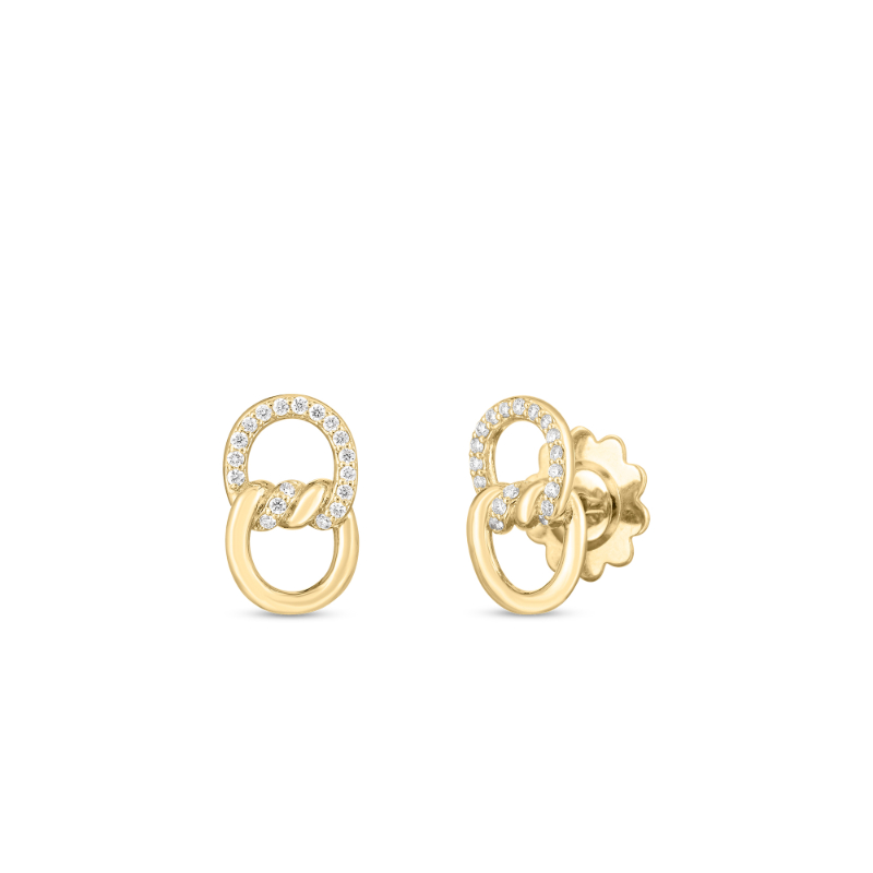 Roberto Coin 18K Yellow Gold Cialoma Extra Small Diamond Double Chain Link Earrings