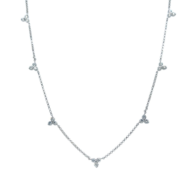Roberto Coin 18K White Gold Diamond By The Inch 7 Station Necklace
