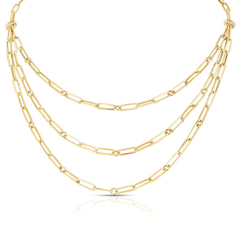 18K DESIGNER GOLD ALTERNATING SIZE PAPERCLIP LINK CHAIN