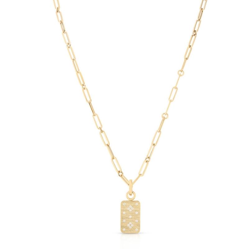 Roberto Coin 18K Yellow Gold Venetian Princess Diamond Dog Tag Pendant Necklace