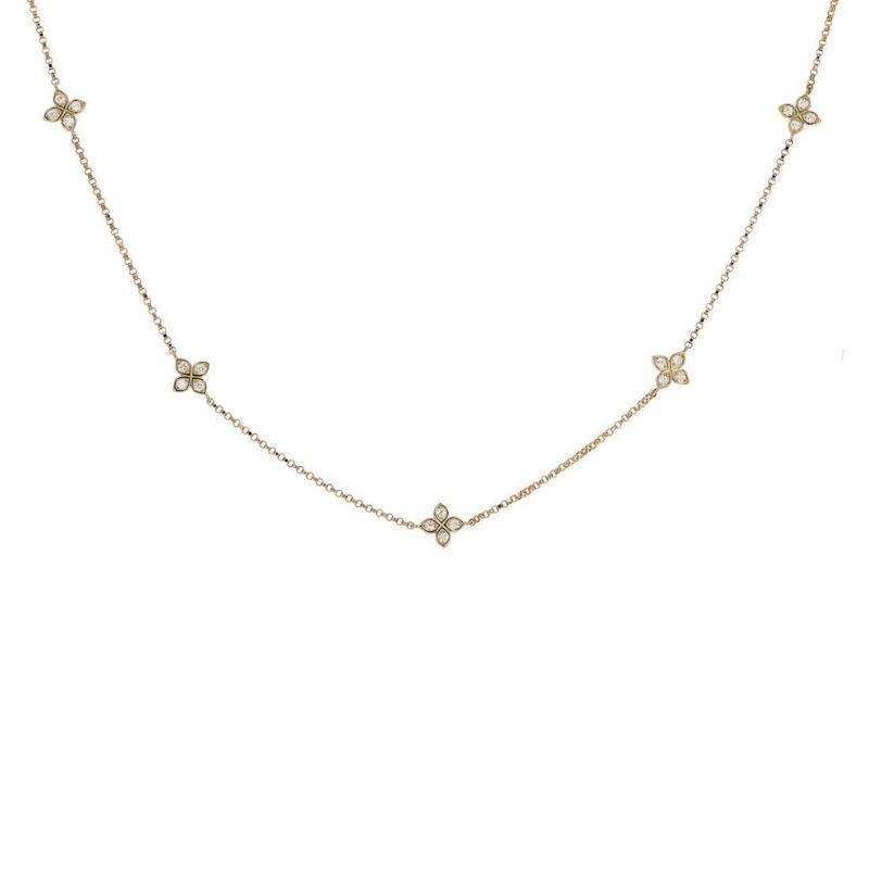 Roberto Coin 18K Yellow Gold Love By The Inch Diamond Flower Necklace