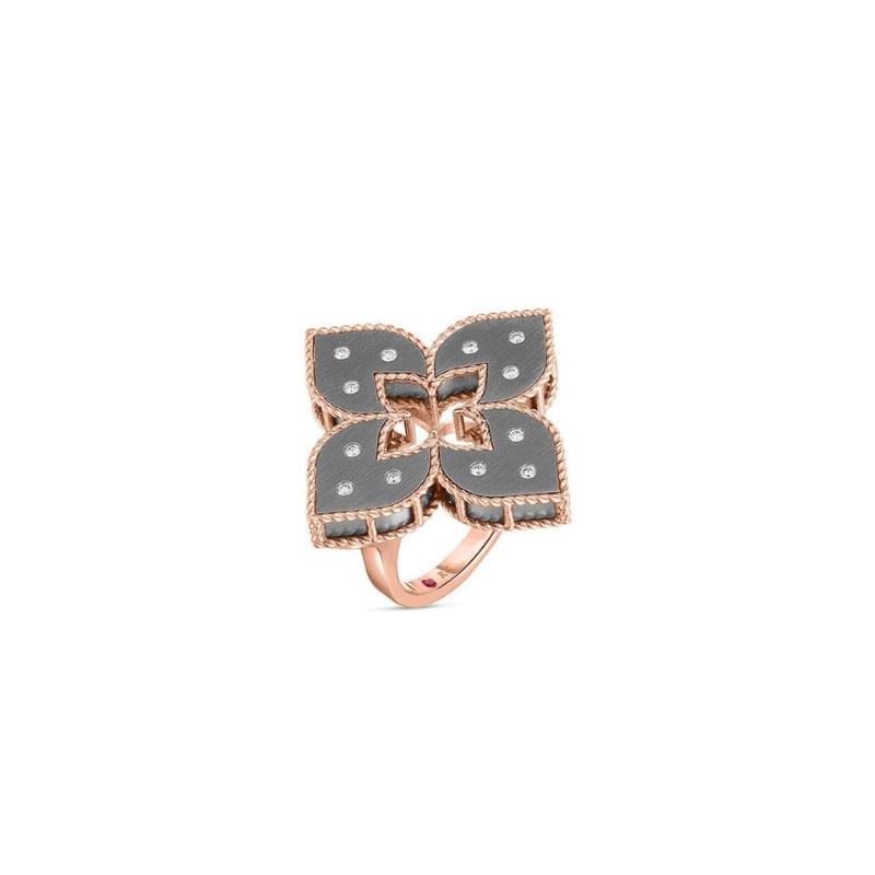 Roberto Coin 18K Venetian Princess Collection Grey Titanium And Rose Gold Ring With Diamonds