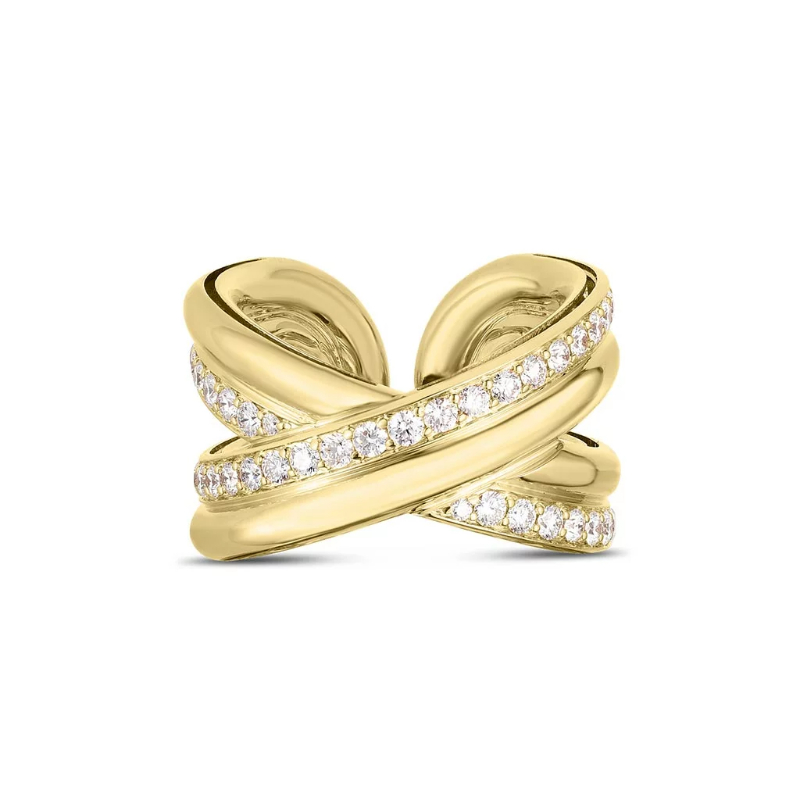 Roberto Coin 18K Yellow Gold Cialoma Diamond X Ring