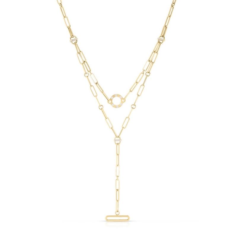 Roberto Coin 18K Yellow Layered Gold Venetian Princess Diamond Necklace