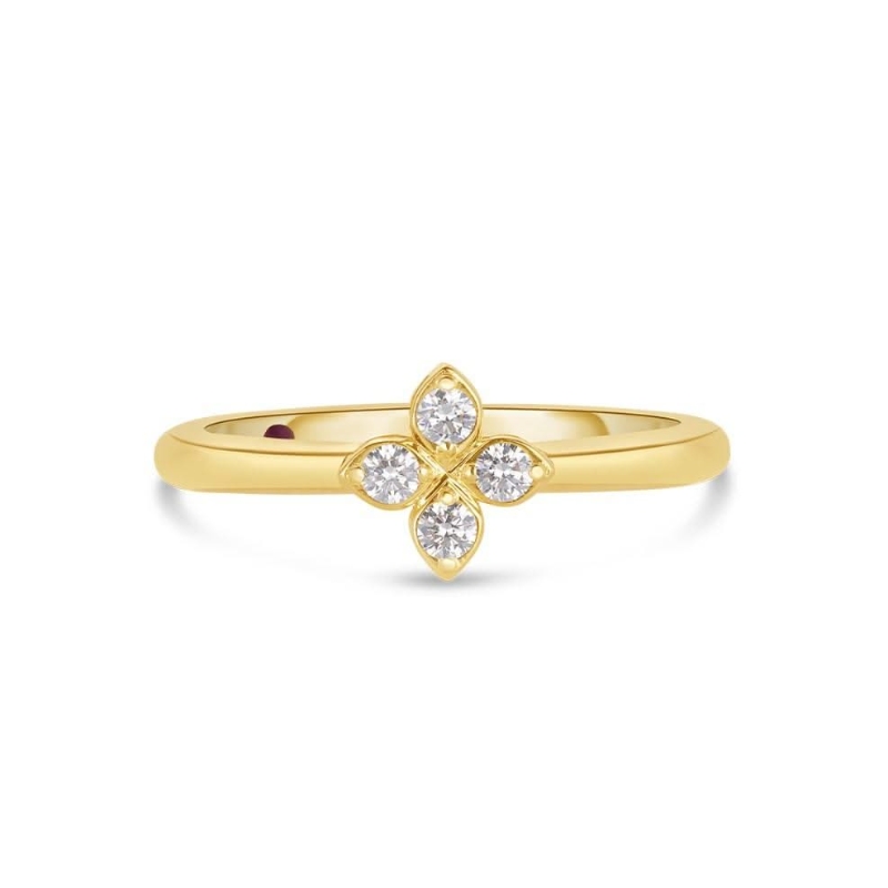 Roberto Coin 18K Yellow Gold Love In Verona Pave Small Flower Ring