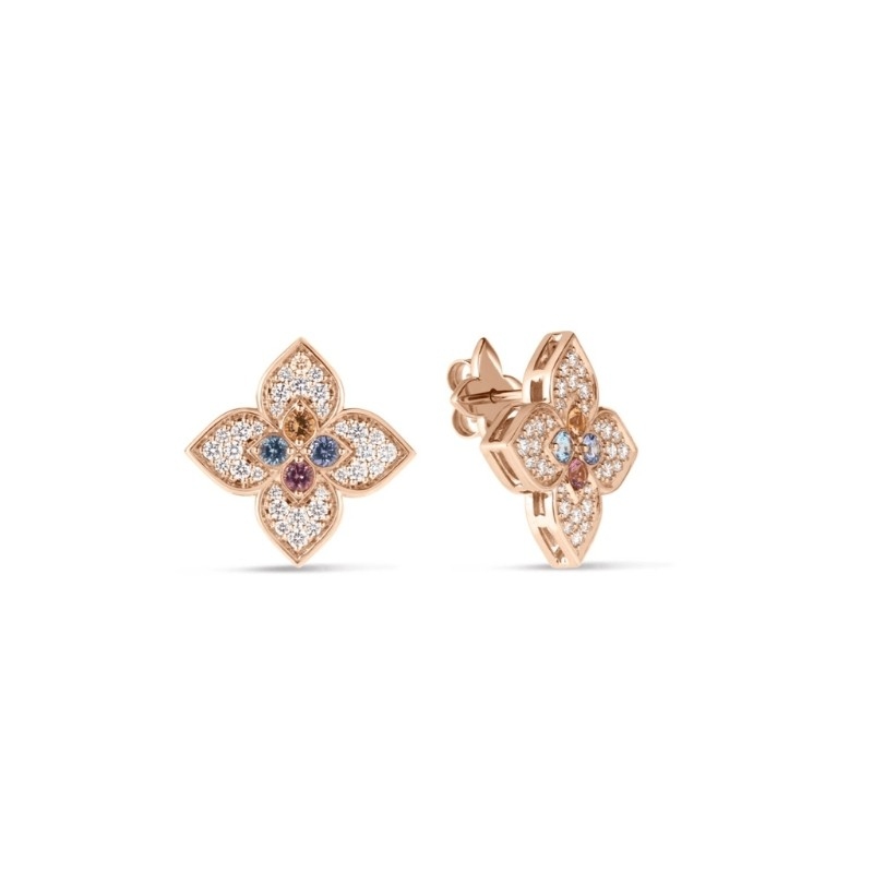 Roberto Coin Venetian Princess Carnival Pave Flower Stud Earrings