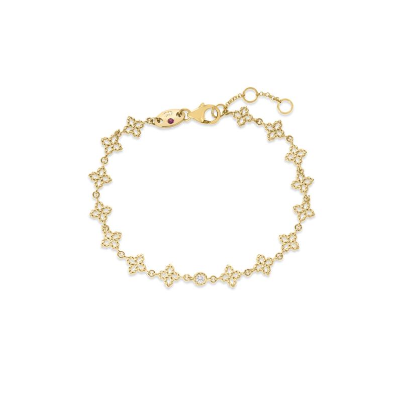 Roberto Coin 18K Yellow Gold Princess Flower Principessa Diamond And Flower Link Chain Bracelet
