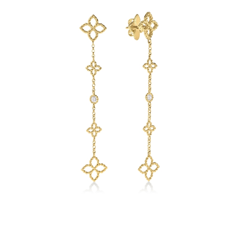 Roberto Coin 18K Yellow Gold Principessa Flower Station Dangle Earrings
