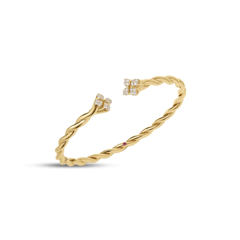 Roberto Coin 18K Yellow Gold Love In Verona Twist Diamond Bangle Bracelet