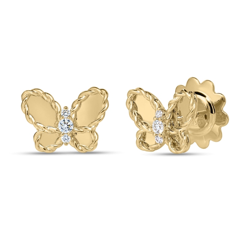 Roberto Coin 18K Yellow Gold Jasmine Classic 11X8Mm Small Butterfly Stud Earrings