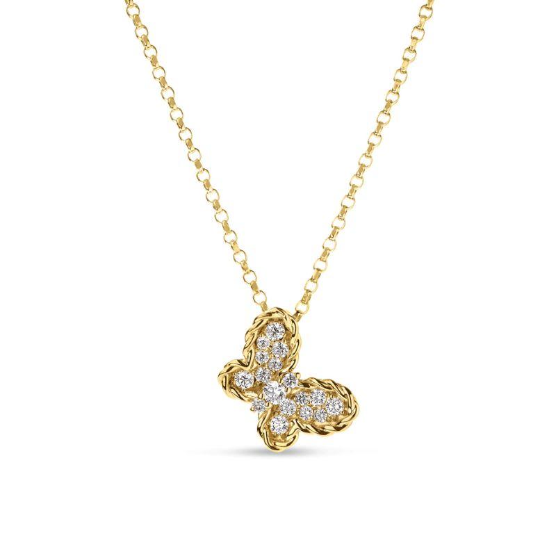 Roberto Coin 18K Yellow Gold Jasmine Pave Pendant Necklace