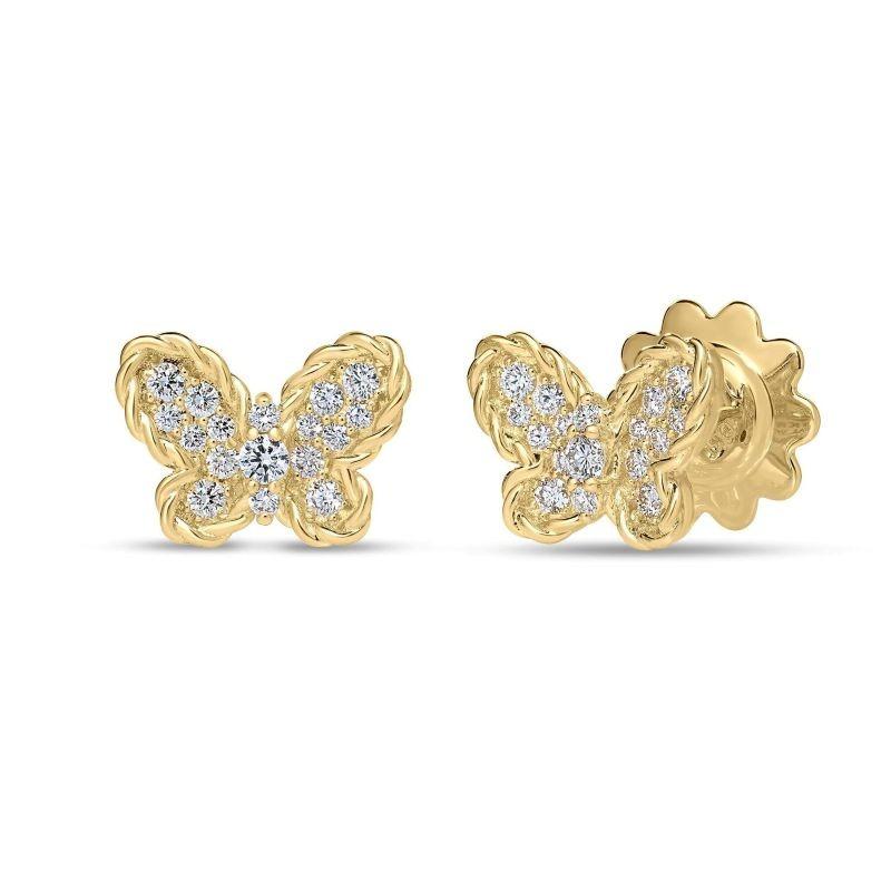 Roberto Coin 18K Yellow Gold Jasmine Pave Stud Earrings