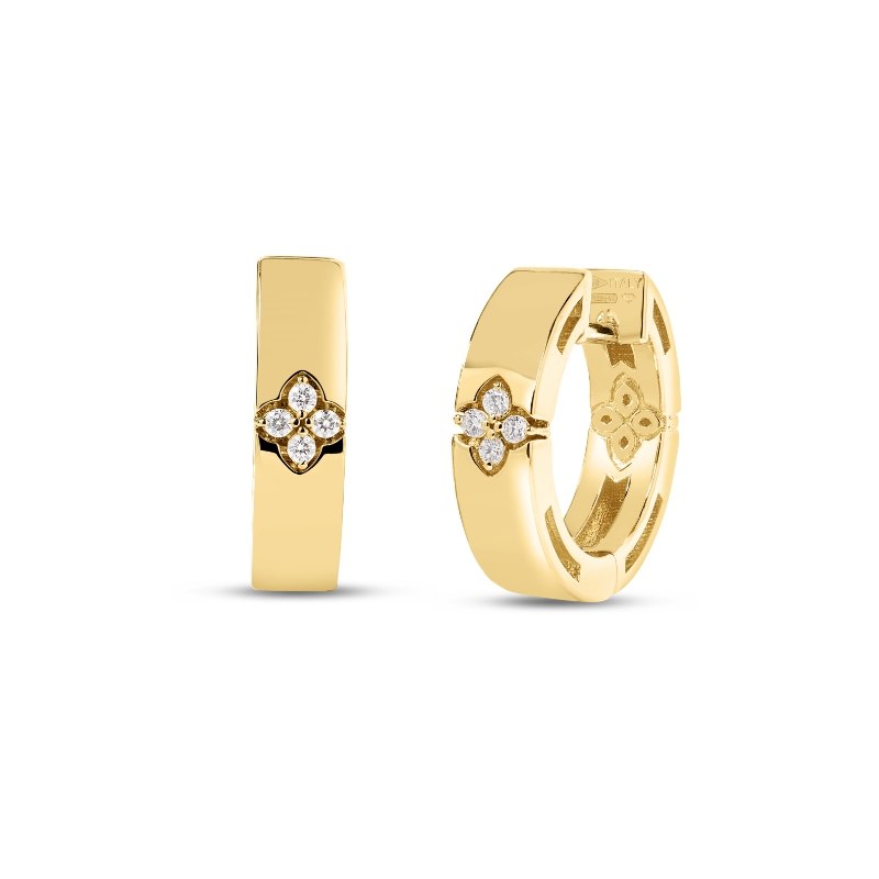 Roberto Coin 18K Yellow Gold Love In Verona Classic Diamond Accent Narrow Huggie Earrings