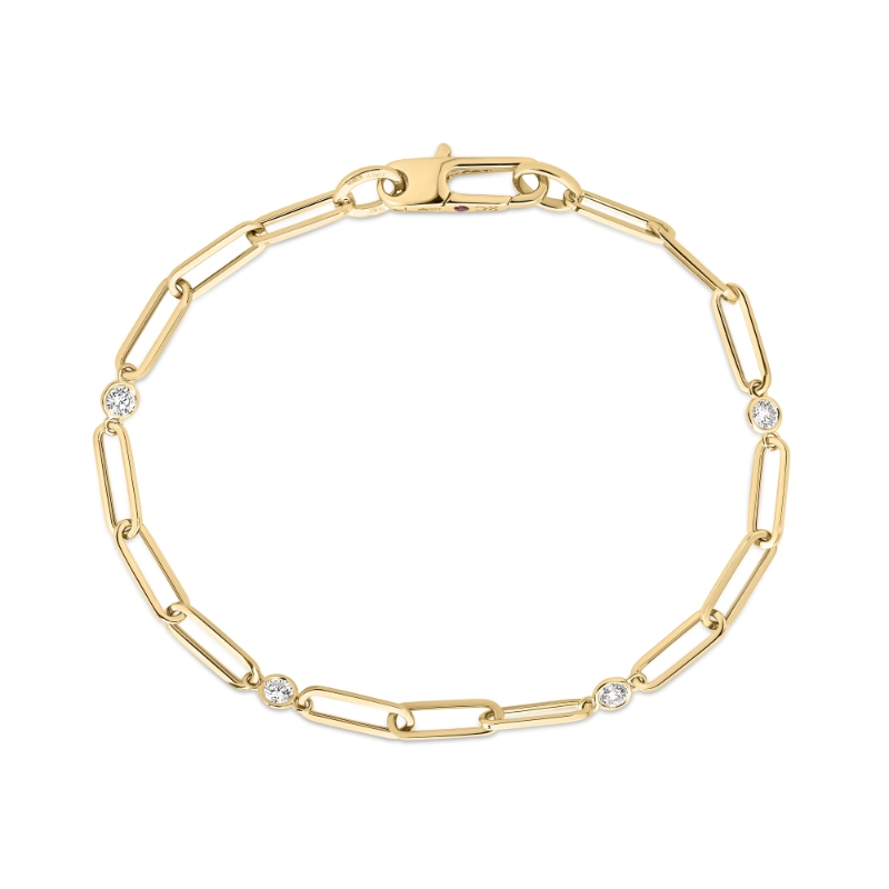 Roberto Coin 18K Yellow Gold Designer Gold Station And Paperclip Bracelet