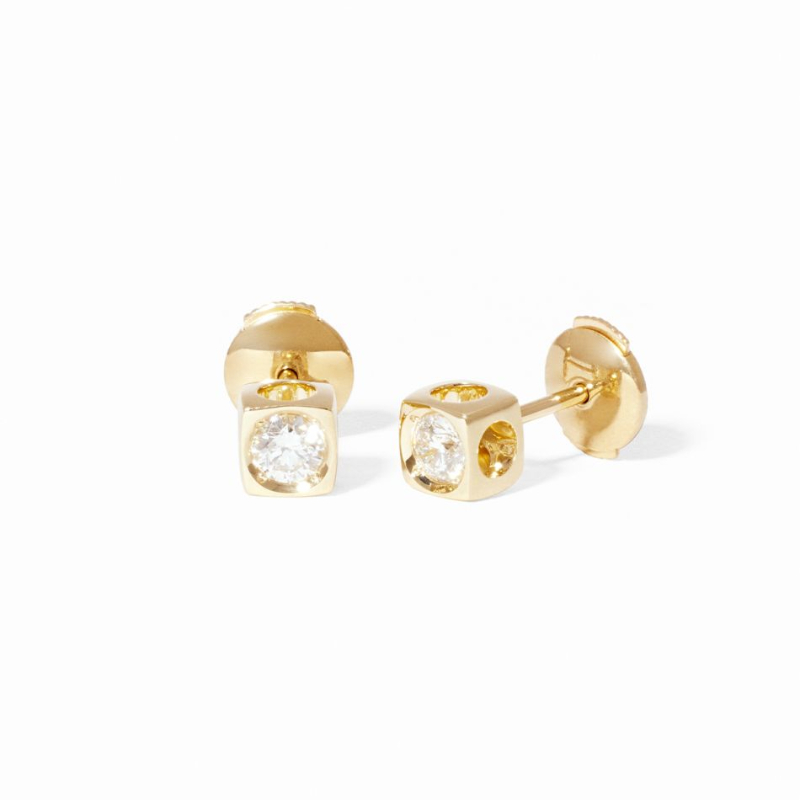 18K Yellow Gold Le Cube Diamant Large Stud Earrings