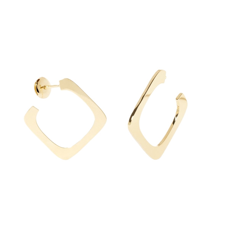 18K Yellow Gold Impression Small Hoop Earrings