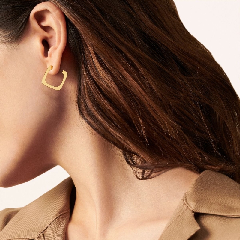 18K Yellow Gold Impression Small Hoop Earrings