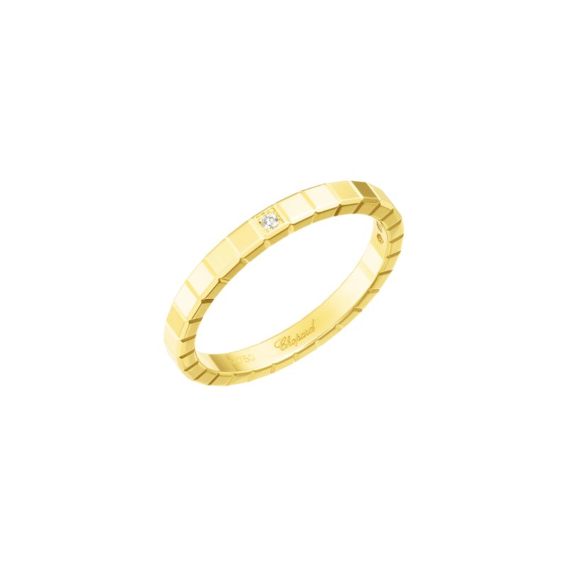 Chopard Ice Cube 18K Yellow Gold Ring 1 Diamond = .01 Ct Fc Size 51