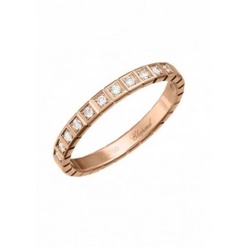 Chopard Ice Cube Rose Gold Diamond Half Set Ring Size
